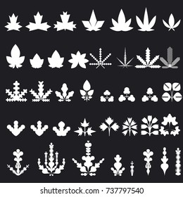 LEAFS AND PLANTS. WHITE SILHOUETTES COLLECTION.