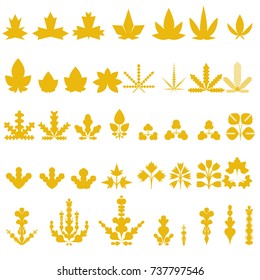 LEAFS AND PLANTS. YELLOW SILHOUETTES COLLECTION.