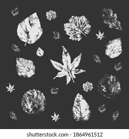 The leafs print is light gray on a dark gray background.