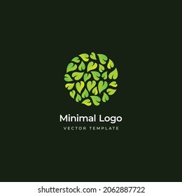 leaf's round logo template. Vector illustration