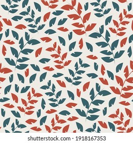 Leafs seamless pattern. Repetitive abstract pattern of flat leafs. Abstract texture, fabric pattern. EPS10.