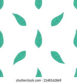 Leafs seamless pattern. Vector hand drawn botanical illustration. Pretty scandi style for fabric, textile, wallpaper. Digital paper in white background