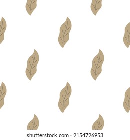 Leafs seamless pattern. Vector hand drawn botanical illustration. Pretty scandi style for fabric, textile, wallpaper. Digital paper in white background