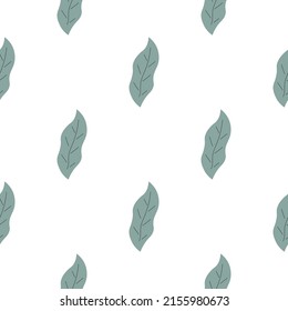 Leafs seamless pattern. Vector hand drawn botanical illustration. Pretty scandi style for fabric, textile, wallpaper. Digital paper in white background