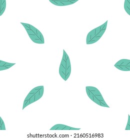 Leafs seamless pattern. Vector hand drawn botanical illustration. Pretty scandi style for fabric, textile, wallpaper. Digital paper in white background