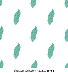 Leafs seamless pattern. Vector hand drawn botanical illustration. Pretty scandi style for fabric, textile, wallpaper. Digital paper in white background