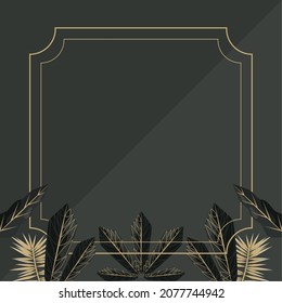 leafs in square frame elegant invitation
