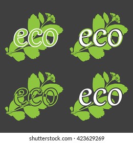 Leafs vector illustration. Elegance floral vector illustration of eco symbol with leafs. Image shows caring for the environment, organic and eco-friendly food, etc.