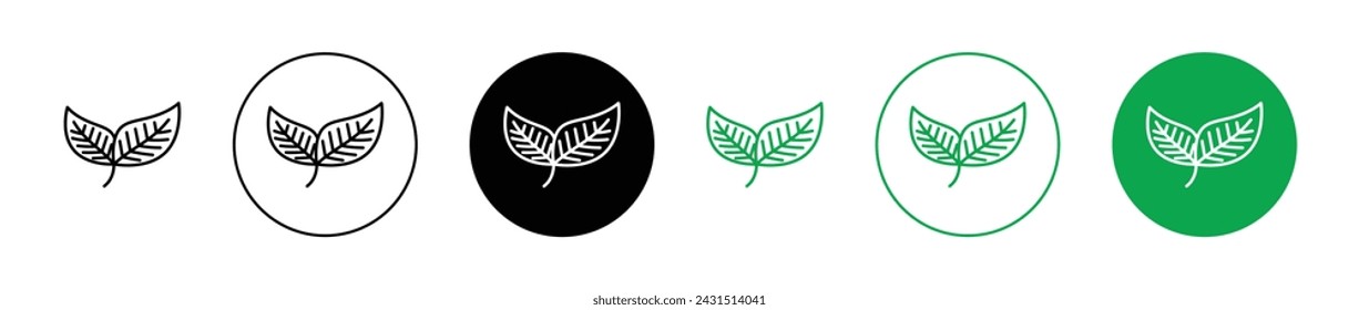 Leafs Vector Illustration Set. Green Eco Tea Sign Suitable for Apps and Websites UI Design Style.