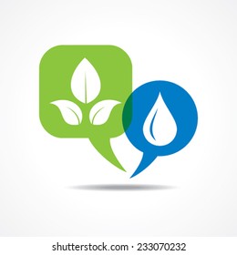 Leafs and waterdrop in message bubble stock vector