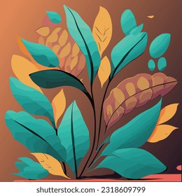 Leafscape Collection: Explore a mesmerizing array of plants featuring diverse leaf patterns against a radiant backdrop. Bring nature's beauty to life with this captivating illustration series