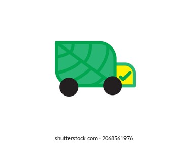 Leaf-shaped car icon. Eco concept.