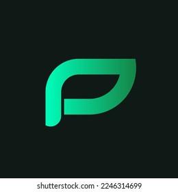 Diseño del logotipo de la letra p en forma de hoja 