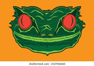 Leaf-Tailed Gecko face vector illustration in decorative style, perfect for tshirt style and mascot logo