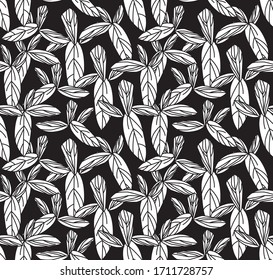 Leafy botanical seamless pattern background suitable for fashion prints, graphics, backgrounds and crafts