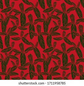 Leafy botanical seamless pattern background suitable for fashion prints, graphics, backgrounds and crafts