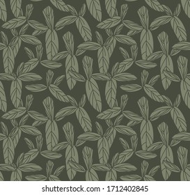 Leafy botanical seamless pattern background suitable for fashion prints, graphics, backgrounds and crafts