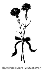 Blattkarnation Blumenstiel monochrom Vektor