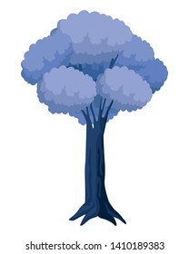 leafy and colorful tree icon with purple foliange isolated cartoon vector illustration graphic design