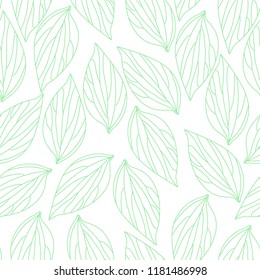 Leafy decorative seamless pattern, background. Floral seamless pattern with green leaves, greenery