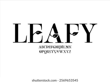 Leafy font for logo and headline. Isolated vector typeset