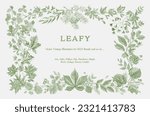 Leafy. Frame. Vector vintage illustration. Engraving