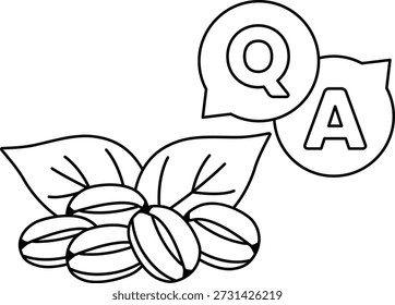 A leafy green plant with a bunch of nuts on it. The nuts are scattered around the leafy green plant, with some of them being larger and others smaller. The plant appears to be healthy
