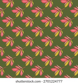 Blattgrünes, nahtloses Muster mit modernem botanischem Design für Textilien und Tapeten. Design für Stoff, Umhüllungspapier, Mode, Interieur, Abdeckung. Botanische Vektorgrafik