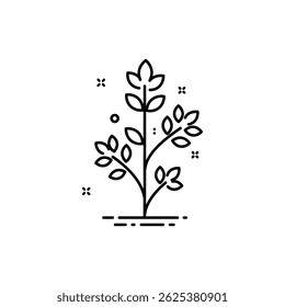 Leafy Herb Sprig with Three Stems - Fresh Natural Herb Symbol