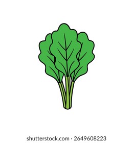 Leafy mustard greens with texture flat stylized vegetable vector Vector illustration