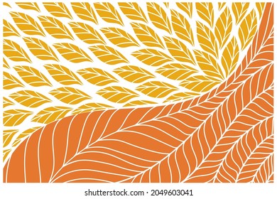 Leafy orange pattern with white background | Vector Wallpaper Design