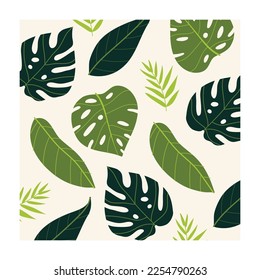 leafy plants tropical pattern editable background Free Vector Image