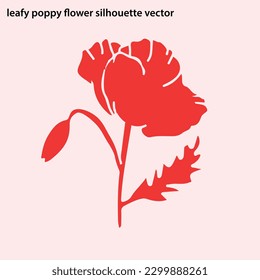 leafy poppy flower silhouette vector