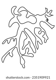 Leafy Sea Dragon in Minimal One Line Art Drawing