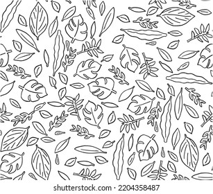 Leafy seamless repeat vector pattern kids jungle leaves