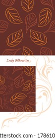 Leafy silhouettes on a brown background. Vector