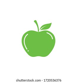 Leafy, Stemmed Green Apple, Vector Illustration