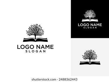 árbol frondoso y Vector del logotipo del libro