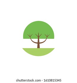 leafy tree natural flat style vector illustration design