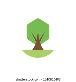 leafy tree natural flat style vector illustration design