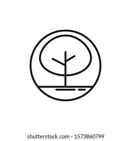 leafy tree natural line style vector illustration design