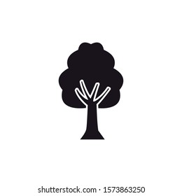 leafy tree natural silhouette style vector illustration design