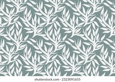 leafy tree shape illustration seamless pattern, art background vector