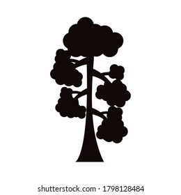 leafy tree silhouette style icon vector illustration design