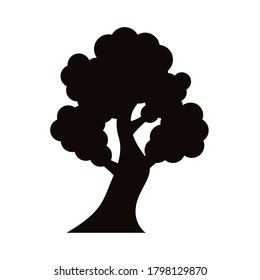 leafy tree silhouette style icon vector illustration design