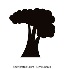 leafy tree silhouette style icon vector illustration design