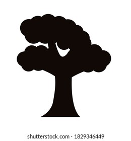 leafy tree silhouette style icon vector illustration design