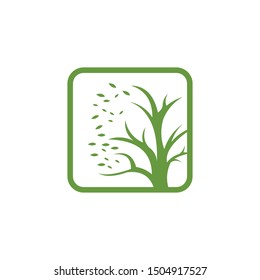 leafy tree with stem and leaf logo template