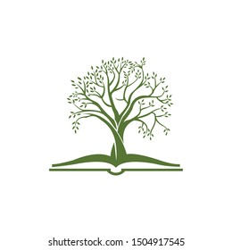 leafy tree with stem and leaf logo template