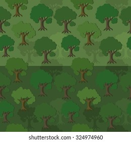 Leafy trees vector seamless background